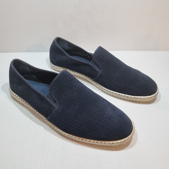 Country Road Men's Perforated Navy Suede Leather Men's Slip Ons, Size 44 - Picture 3 of 10